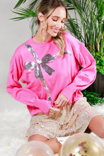 Load image into Gallery viewer, Vine &amp; Love Sequin Bow Sweater in Pink
