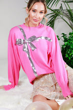 Load image into Gallery viewer, Vine &amp; Love Sequin Bow Sweater in Pink
