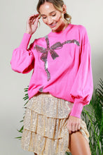 Load image into Gallery viewer, Vine &amp; Love Sequin Bow Sweater in Pink
