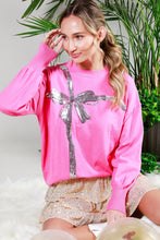 Load image into Gallery viewer, Vine &amp; Love Sequin Bow Sweater in Pink
