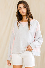 Load image into Gallery viewer, BucketList Contrast Color-Block Top in Grey/Pink ON ORDER Shirts &amp; Tops Bucketlist   
