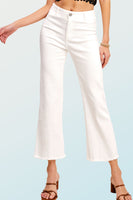 La Miel Soft Washed High Waisted Pants in White