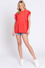 Load image into Gallery viewer, Sewn+Seen Mineral Washed Lace Trim Top in Red Shirts &amp; Tops Sewn+Seen   
