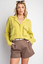 Load image into Gallery viewer, Easel Cotton Gauze Button Down Top in Matcha Latte Shirts &amp; Tops Easel   
