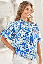 Load image into Gallery viewer, Hailey &amp; Co Mixed Floral Print Top in Blue
