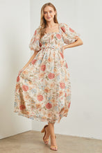Load image into Gallery viewer, Polagram Organza Floral Print Midi Dress in Cream Multi
