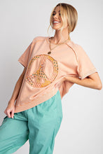 Load image into Gallery viewer, Easel Peace Sign Patch Pullover Top in Peach Shirts &amp; Tops Easel   
