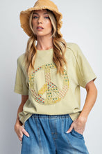 Load image into Gallery viewer, Easel Peace Sign Patch Pullover Top in Sage Shirts &amp; Tops Easel   
