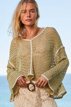 Load image into Gallery viewer, POL Open Knit Hooded Top in Olive Shirts &amp; Tops POL Clothing   
