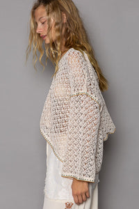 POL Open Knit Hooded Top in Natural Shirts & Tops POL Clothing   