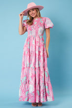 Load image into Gallery viewer, Peach Love Cheetah and Floral Print Maxi Dress in Pink Multi Dress Peach Love California   
