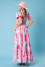 Load image into Gallery viewer, Peach Love Cheetah and Floral Print Maxi Dress in Pink Multi Dress Peach Love California   
