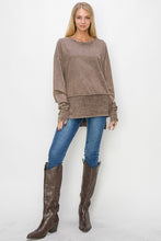 Load image into Gallery viewer, J.Her Mineral Washed Top with High Low Hem in Brown
