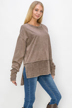 Load image into Gallery viewer, J.Her Mineral Washed Top with High Low Hem in Brown
