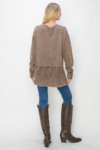 Load image into Gallery viewer, J.Her Mineral Washed Top with High Low Hem in Brown
