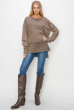 Load image into Gallery viewer, J.Her Mineral Washed Top with High Low Hem in Brown
