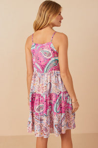Hayden Paisley Print Tiered Dress in Pink Dress Hayden   