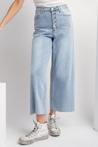 Easel High Waisted 5 Button Front Jeans in Light Denim