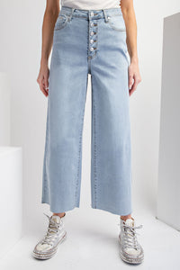 Easel High Waisted 5 Button Front Jeans in Light Denim