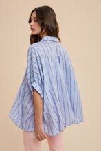 Load image into Gallery viewer, AnnieWear OVERSIZED Striped Top in Light Blue
