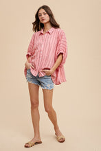 Load image into Gallery viewer, AnnieWear OVERSIZED Striped Top in Coral Pink
