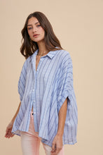 Load image into Gallery viewer, AnnieWear OVERSIZED Striped Top in Light Blue
