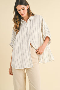 AnnieWear OVERSIZED Striped Top in Ivory