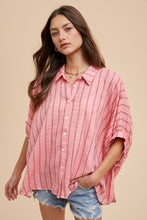 Load image into Gallery viewer, AnnieWear OVERSIZED Striped Top in Coral Pink
