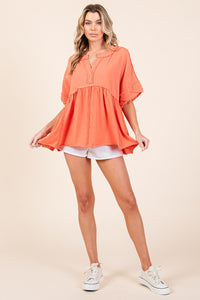Sewn+Seen Cotton Boxy Babydoll Top in Orange ON ORDER Shirts & Tops Sewn+Seen   