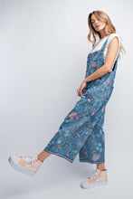 Load image into Gallery viewer, Easel Oversized Floral Print Denim Overall Jumpsuit in Washed Denim Overalls Easel   
