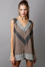 Load image into Gallery viewer, POL Lace Detail Sleeveless Top in Charcoal Shirts &amp; Tops POL Clothing   
