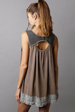 Load image into Gallery viewer, POL Lace Detail Sleeveless Top in Charcoal Shirts &amp; Tops POL Clothing   
