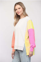 FATE Colorblock OVERSIZED Sweatshirt in Cream/Yellow/Orange