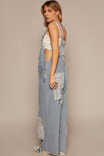 Load image into Gallery viewer, POL Denim Overalls with Crochet Patch Details ON ORDER Overalls POL Clothing   
