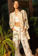 Load image into Gallery viewer, POL OVERSIZED Twill Jacket with Lace and Floral Print Details in Natural
