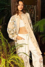 Load image into Gallery viewer, POL OVERSIZED Twill Jacket with Lace and Floral Print Details in Natural
