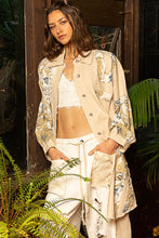 Load image into Gallery viewer, POL OVERSIZED Twill Jacket with Lace and Floral Print Details in Natural
