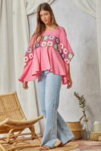 Load image into Gallery viewer, Savanna Jane Granny Square Embroidery Top in Pink Shirts &amp; Tops Savanna Jane   
