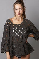 POL Oversized See Through Top in Black Shirts & Tops POL Clothing   