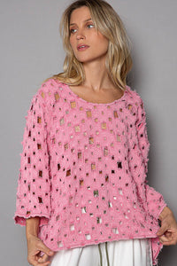 POL Oversized See Through Top in Punch Pink ON ORDER Shirts & Tops POL Clothing   