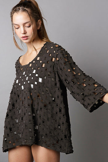 POL Oversized See Through Top in Black Shirts & Tops POL Clothing   