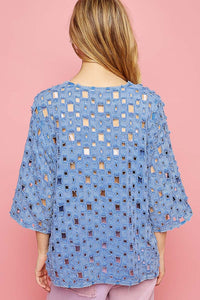 POL Oversized See Through Top in Ultramarine