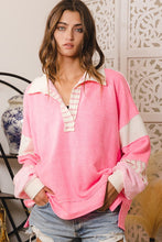 Load image into Gallery viewer, BucketList French Terry Color Block Tunic Top in Neon Pink ON ORDER Shirts &amp; Tops Bucketlist   
