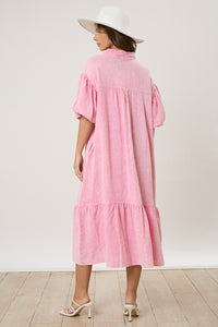 Peach Love Cotton Gauze Midi Dress in Powder Pink ON ORDER Dresses Peach Love California   