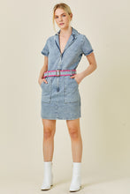 Load image into Gallery viewer, BaeVely Belted Mini Dress in Denim
