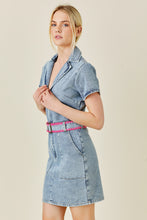 Load image into Gallery viewer, BaeVely Belted Mini Dress in Denim
