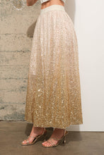 Load image into Gallery viewer, Blue B Gradient Sequin Tulle Maxi Skirt in Gold
