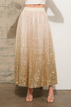 Load image into Gallery viewer, Blue B Gradient Sequin Tulle Maxi Skirt in Gold
