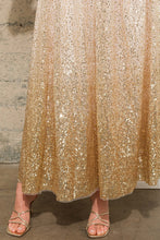 Load image into Gallery viewer, Blue B Gradient Sequin Tulle Maxi Skirt in Gold
