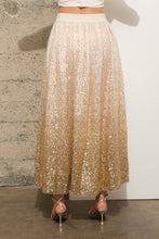 Load image into Gallery viewer, Blue B Gradient Sequin Tulle Maxi Skirt in Gold
